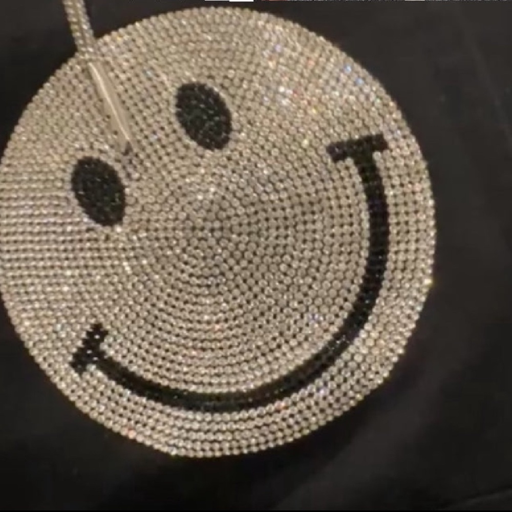 Suzy T black fleece zip hoodie with crystal smileys and crystal strings size 2X